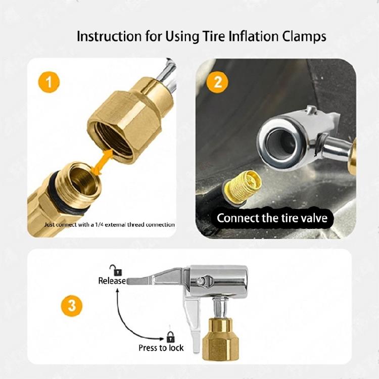 Double Wheel Suitable Tire Inflation Chuck Features Secure Locking Air Valves Designs Suitable for Heavy Duty Trucks