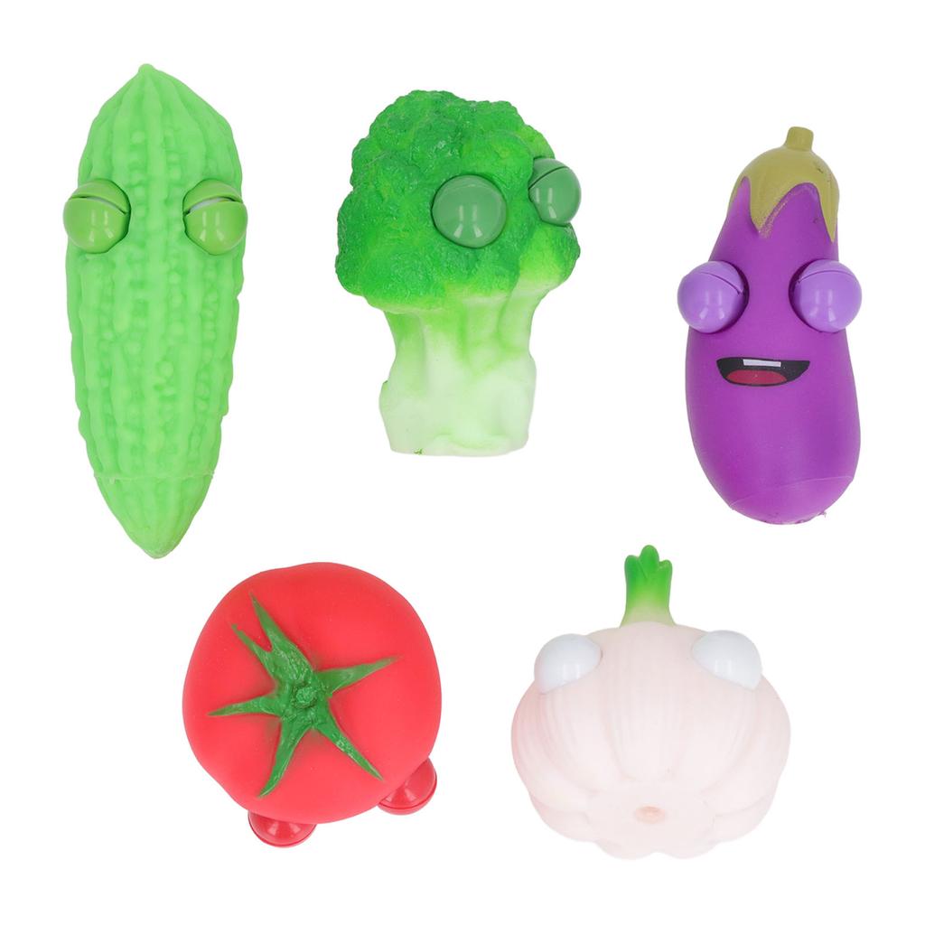 5pcs Silicone Vegetable Stress Relief Toys Popping Out Eyes Sensory Toys Pocket Sized Decompression