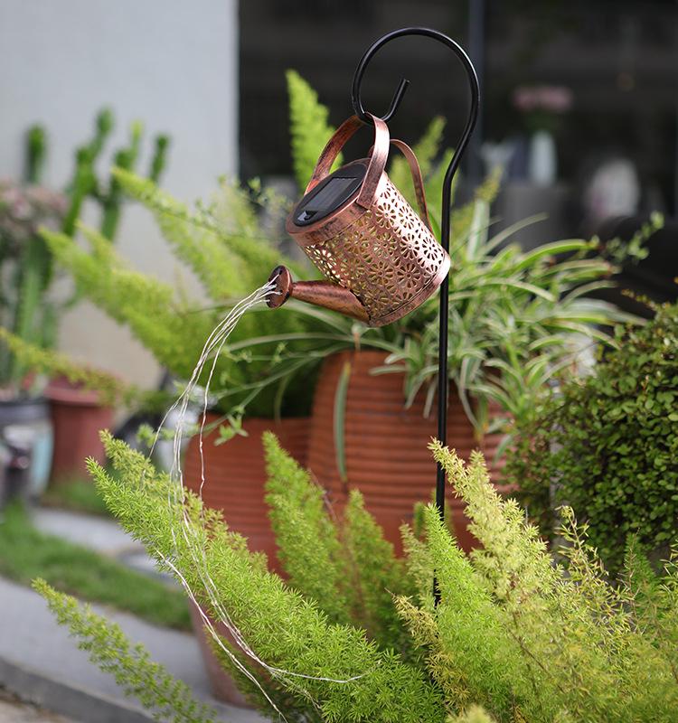Angel Garden Outdoor Solar Courtyard Light - Copper Coin Kettle Design