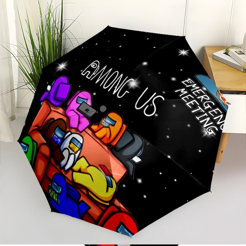 Among Us Print Automatic Open Close Umbrella, Portable Foldable Umbrella, for Outdoor Commute Camping Trip, Ideal Birthday Gift