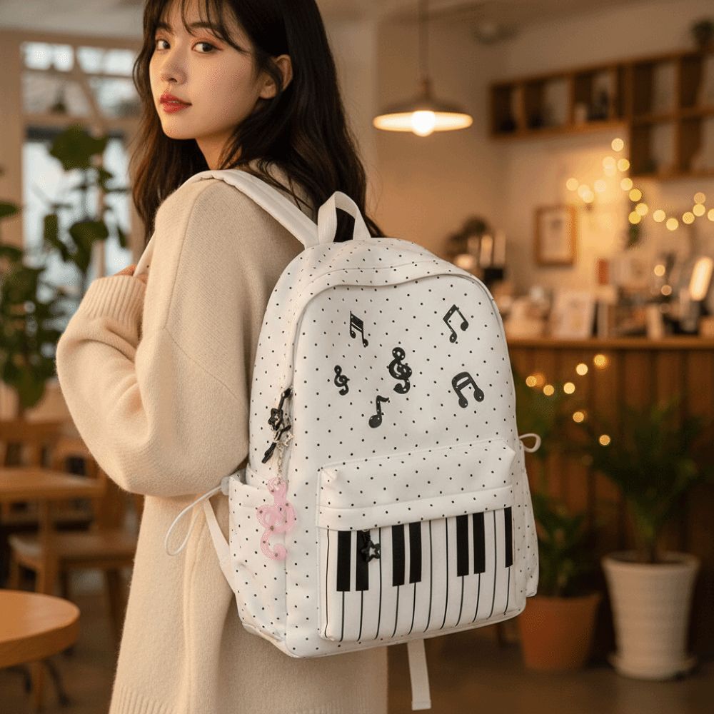 Leichtes Design Klavier Rucksack Nylon Niedliche Schultasche Tastatur Buchtasche Outdoor Reisen