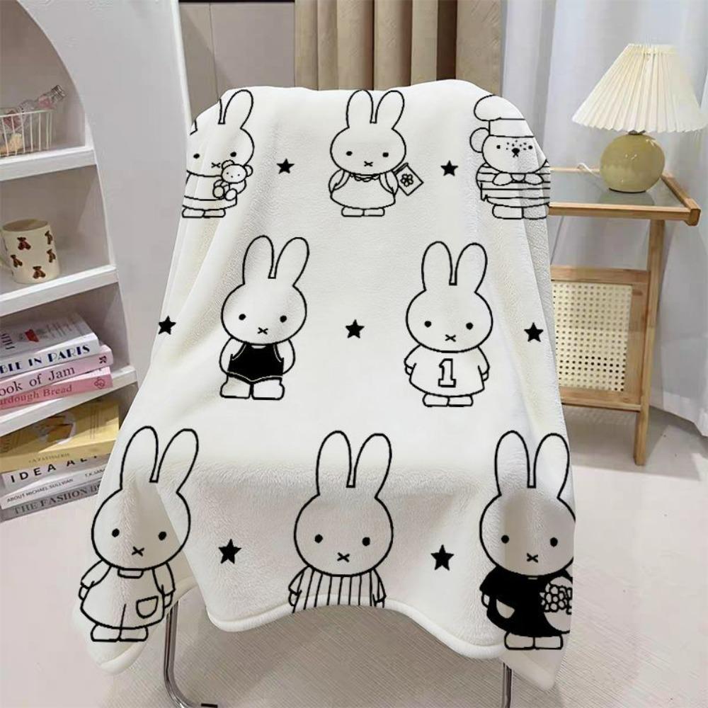 Miffy Cartoon Blanket Cute Air Conditioning Shawl Sofa Lap Cover Nap Throw Soft Warm Lightweight Multi-use Blanket Home Office