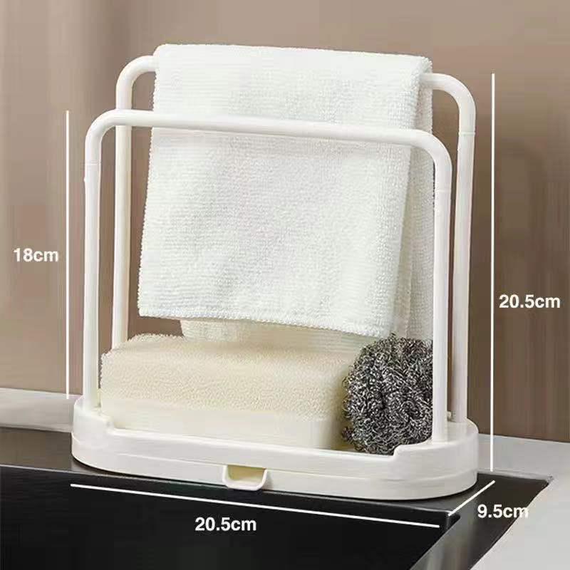 No-Drill Kitchen Sponge & Dishcloth Holder Wall-Mounted Draining Rack белый