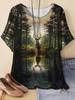 T-shirt Animali Estive Cervo Scoiattolo Stampa 3D Donna Girocollo Manica Corta T-shirt Casual Tee Harajuku Y2K Top Abbigliamento Femminile