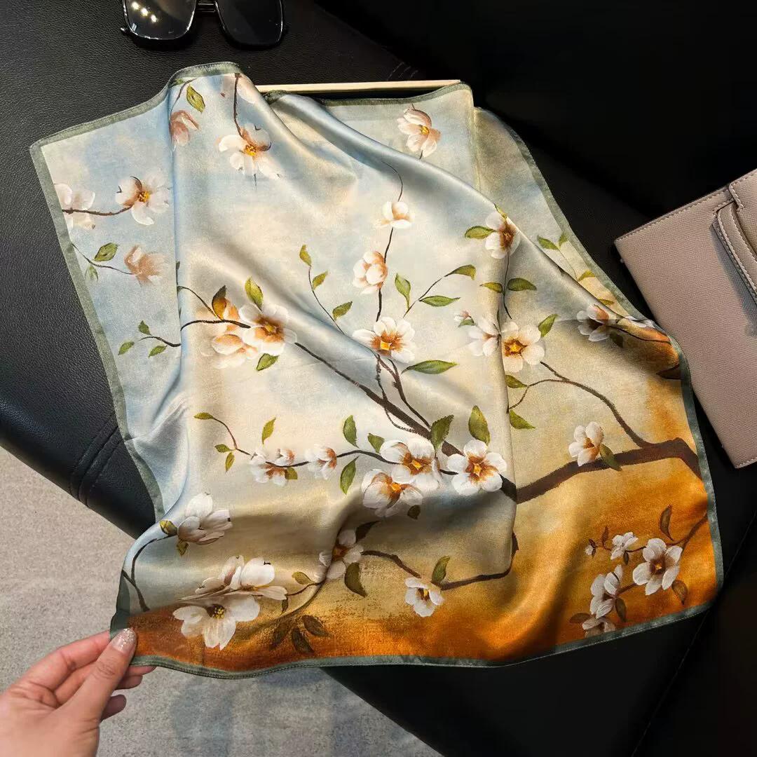 

100% натуральный шелковый шарф женский бандана квадратные шарфы шарф платок шелковица мода роскошь высокое качество хиджаб платок женский Real Silk 53x53cm