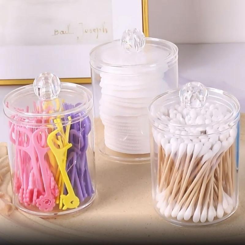 Transparent Cotton Swab Storage Box Acrylic Storage Box Makeup Organizer Cotton Swab Cosmetic Box Bathroom Bedroom Storage
