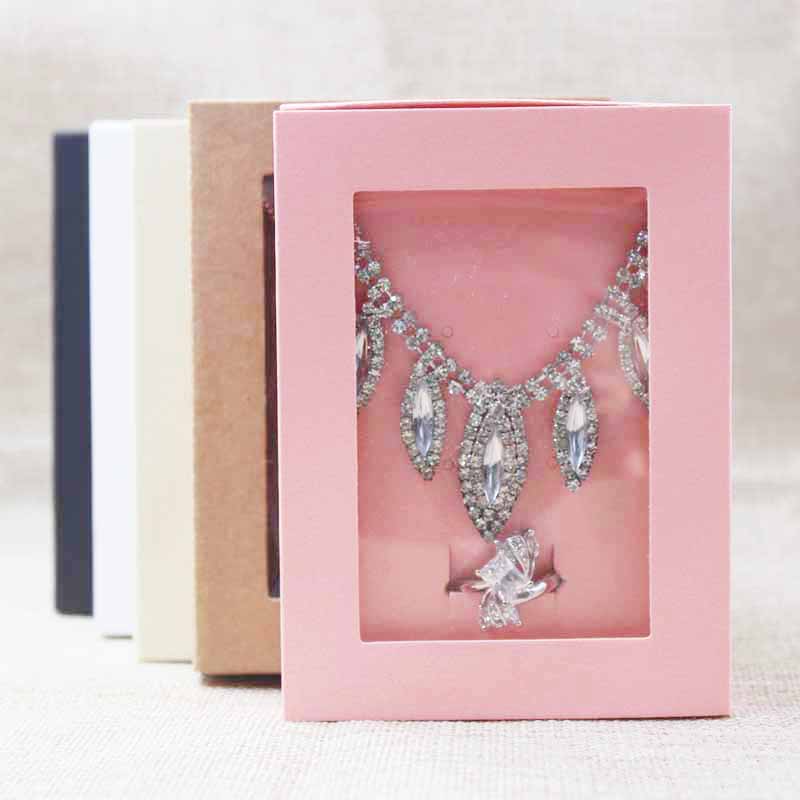 10pcs Kraft/beige/pink Gift Jewelry Package& Display Window Box DIY Slide Box for Wedding Favors/products Display Show