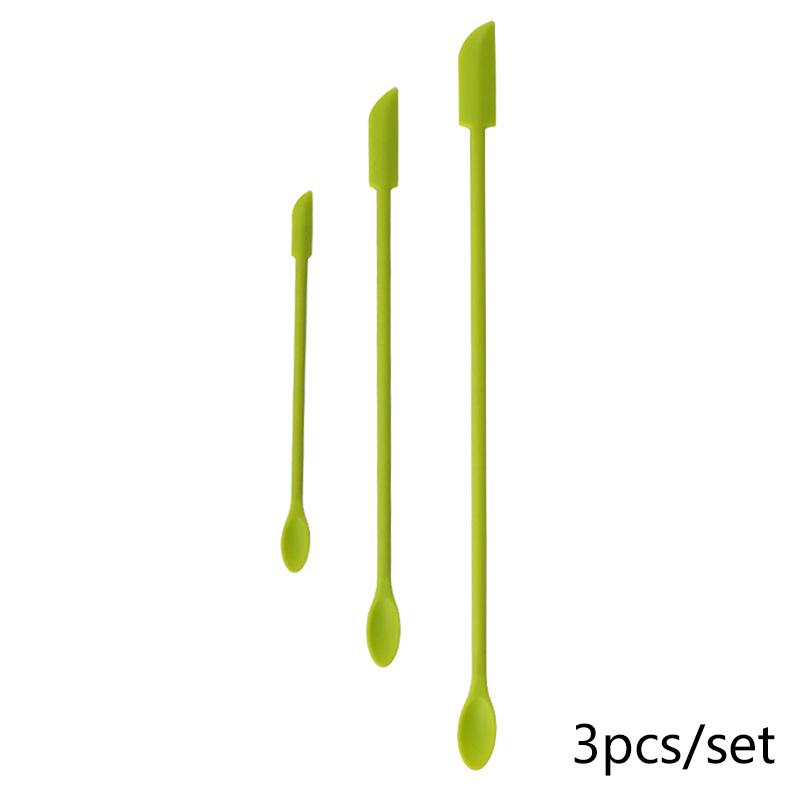 3Pcs Lengthened Silicone Scraper Double-Head Cosmetic Jam Deep Bottle Scraper Mini Spatula Set For Kitchen Storage Jar Use