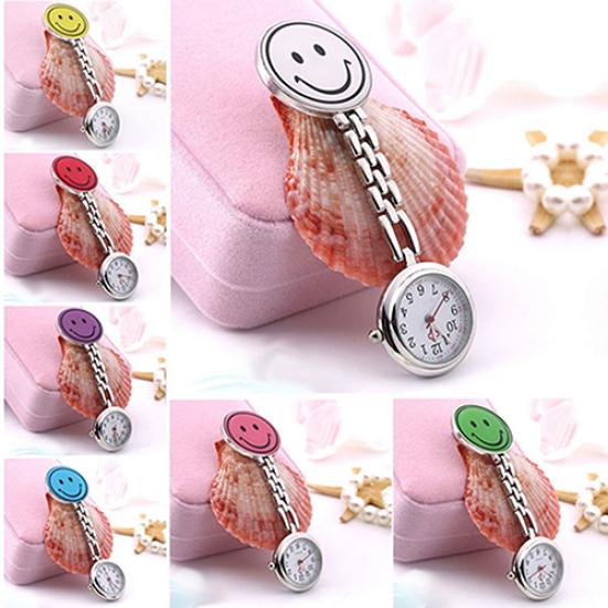 Women's Butterfly Smile Face Quartz Clip-On Brooch Nurse Hanging Pocket Watch