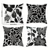 4 Stück Blumen-Kissenbezüge - Modernes Botanisches Dekor Mit Reißverschluss, Weiche Polyester-Kissenbezüge In Schwarz & Grau Für Wohnzimmer