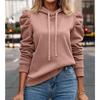 2025 Autumn Winter New Polo Hoodie Solid Color Long Sleeve Fashion Stacked Sleeve Casual Comfortable Women's Hoodie