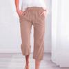 Frauen Hosen Jogginghose Einfarbig Gerade Weiche Elastische Taille Kordelzug Hosen Mitte der wade Länge Geerntete Hosen