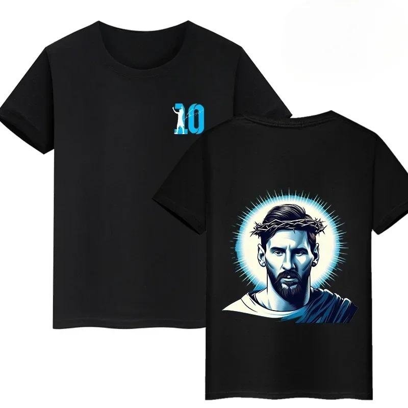 Lionel Messi #10 Inter Miami "MiaMessi" Double-Sided Print T-Shirt, Unisex Soccer Fan Streetwear Tee, 100% Cotton Casual Football Top