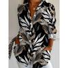 Damen Langarmshirt Übergröße Blatt Schatten Druck Shirt
