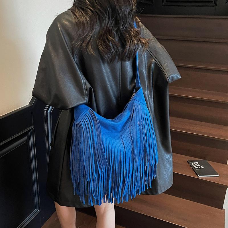 Wysokiej klasy tekstura, modna i retro torebka damska z frędzlami, niszowa matowa torba do noszenia w ręku