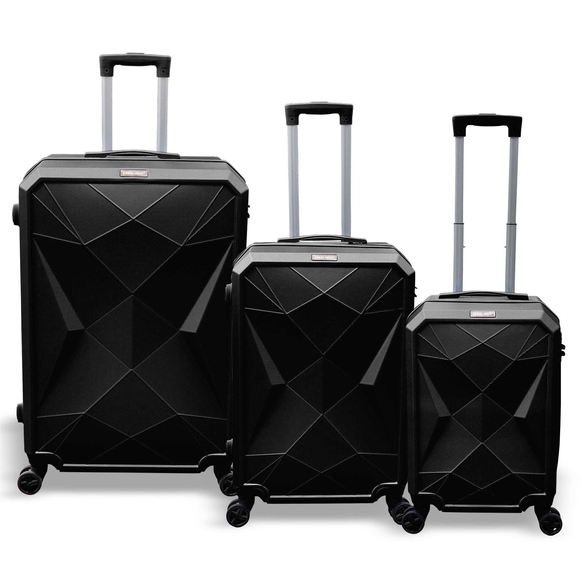 

Coral High Diamond ABS Black 3-Piece Suitcase Set 16600