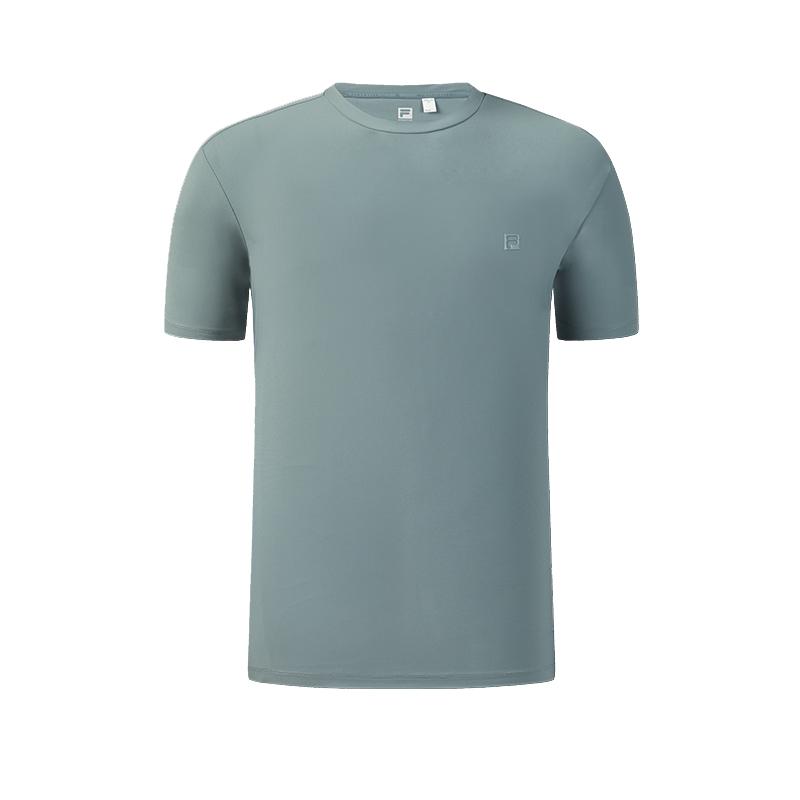 FILA Fitness Simple Sports Training Comfortable Versatile Breathable Knitted Short Sleeve T-Shirt Men Tops Ice-Blue A11M621109FBU