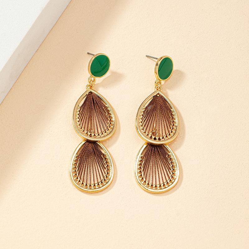 

Retro Geometric Water Drop Earrings - Women s Fashion Woven Ear Studs in European & American Style