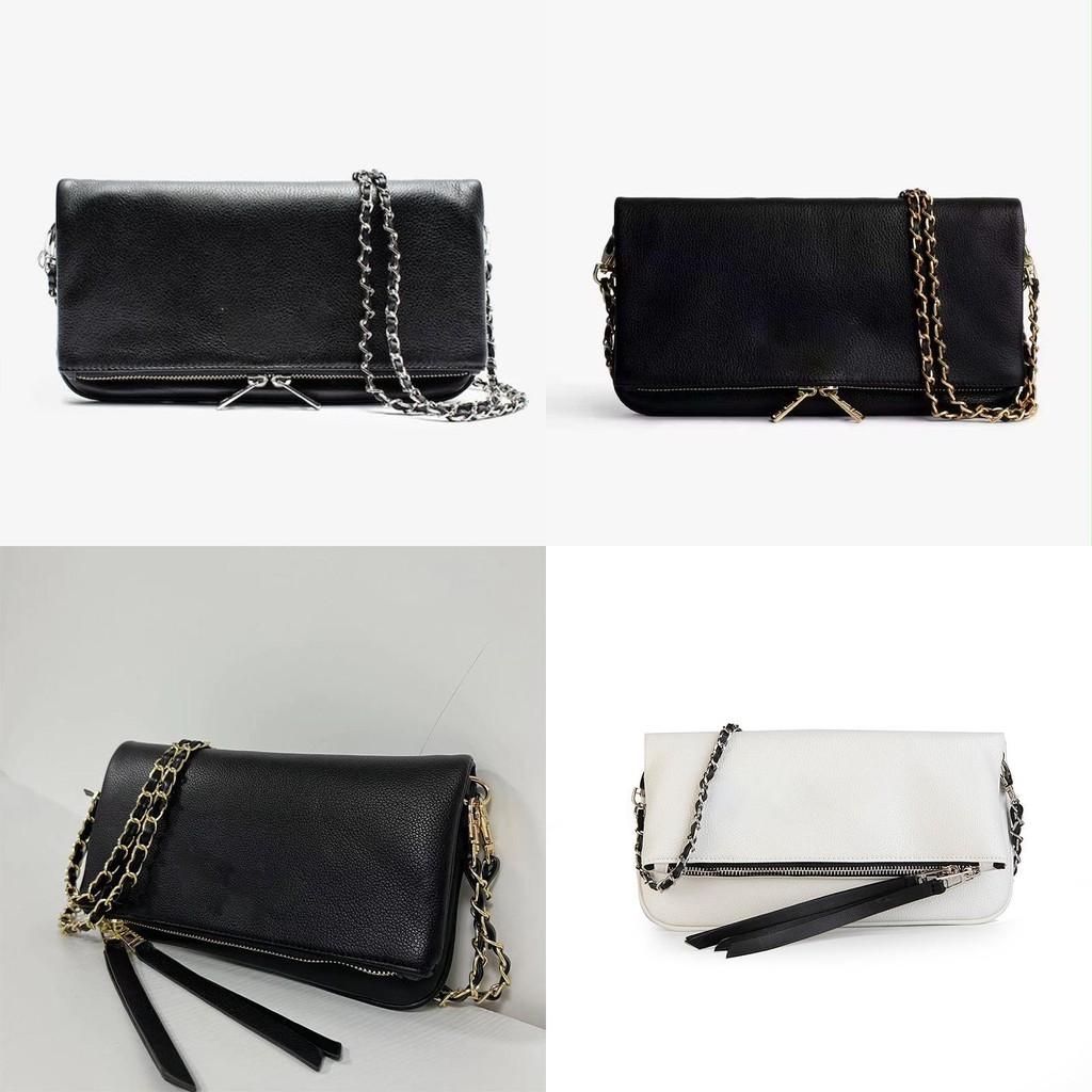 Solid Color Crossbody Bag With Chain And Foldable Design For Women