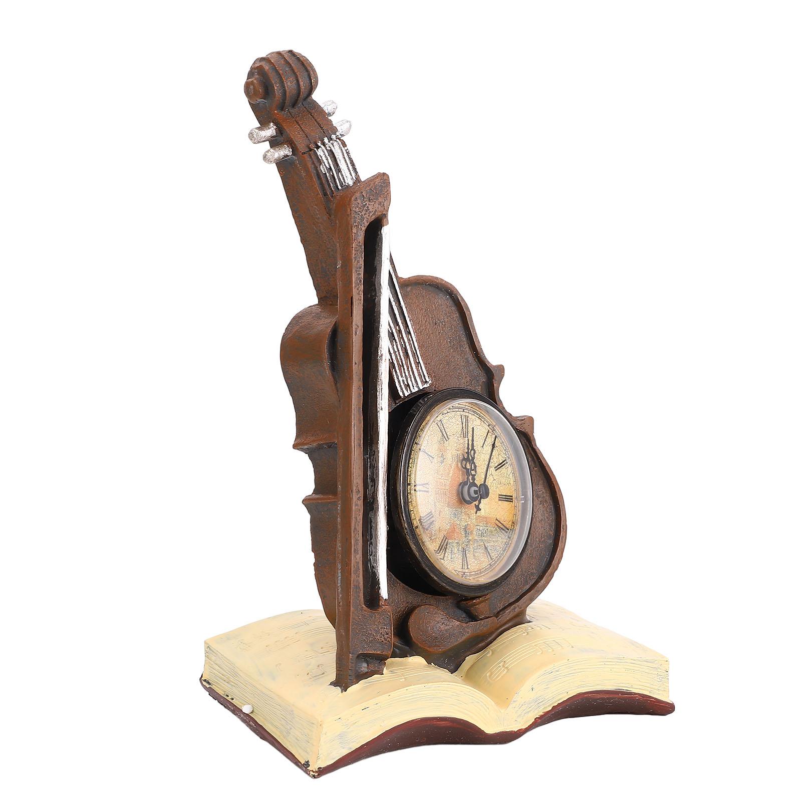 

Ретро настольные часы в форме книги и скрипки, старинные часы из смолы, художественное украшение для гостиной дома