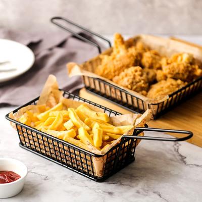1PC Creative Rectangular French Fries Basket Snack Basket Fried Food Container with Handle Western Restaurant Snack Basket
