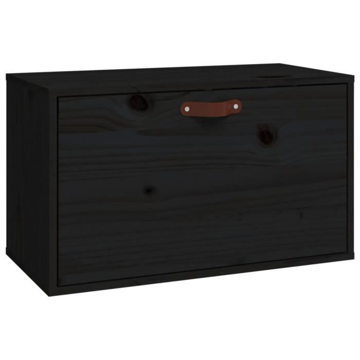 VidaXL Wall Cabinet Black 60x30x35 Cm Solid Pine Wood 818354