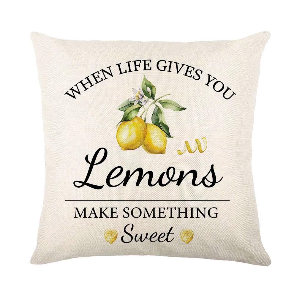 New Spring and Summer Pillow Cases Linen Yellow Lemon Truck Print Home Pillow Cushion Combination