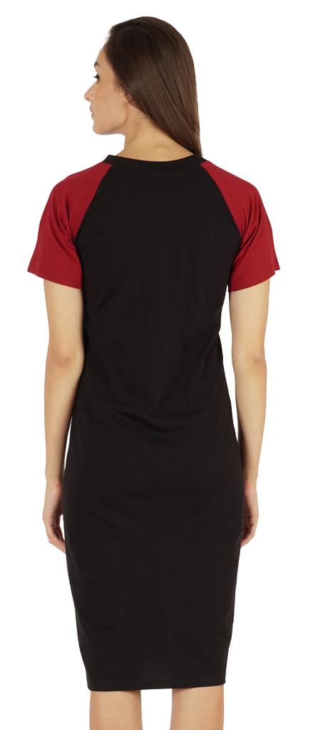 Inkmeso Solid Short Raglan Sleeves Dress For Women  s Summer Casual Sporty Bodycon T-Shirt
