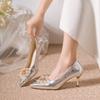 Fashion 2025 New Women Shoes High Heels  Women Pumps Sequins High Heels Women Shoes Sexy Ladies Wedding Party Bow Tie Stiletto Heels