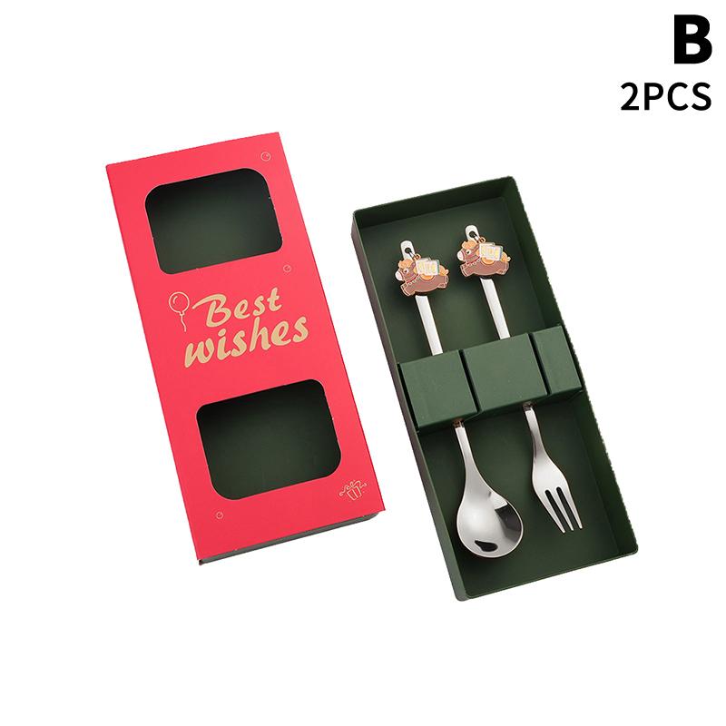 

Chinese Year Themed Cutlery Set Stainless Steel Creative Cartoon Year Of The Horse Fork Spoon 2/4/6Pcs Holiday Gift Cutlery