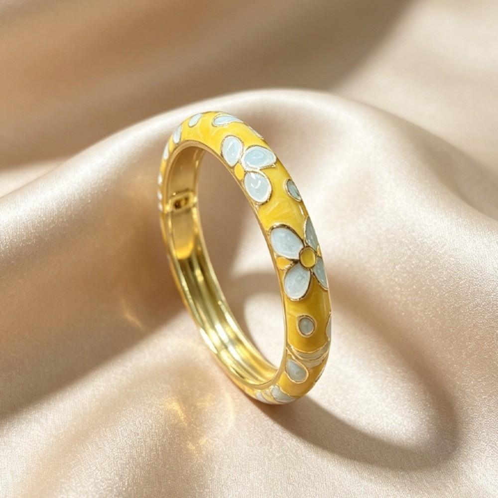 Colorful Vintage Cloisonne Bangle Traditional Women's Hand Bracelet Flower Bangle Children Kids