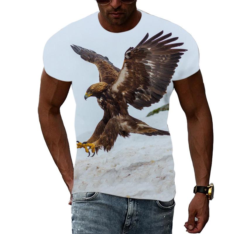XXS-6XL Plus Size T-shirt 3D Printed Funny Eagle T Shirt For Men Cool Animal Pattern Tees Summer Loose O Neck Short Sleeve Tops