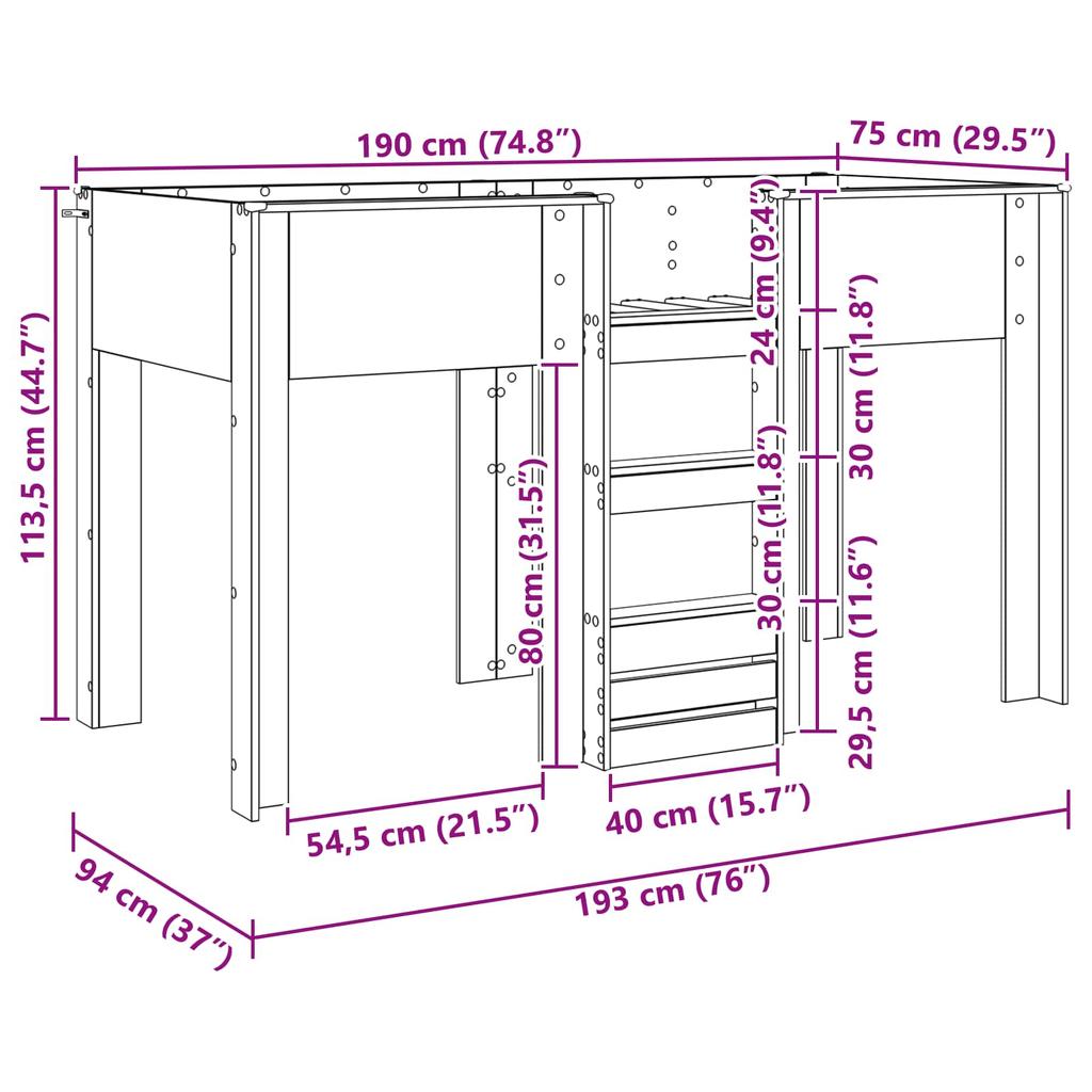 Bunk Bed for Kids Artisan Oak Finish 75 x 190 cm Engineered Wood