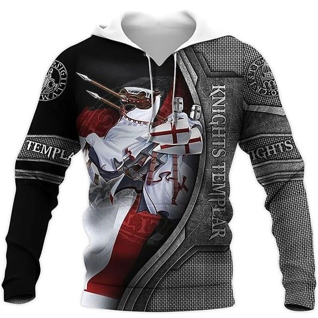 Vzor Vikings Podzim Pánské mikiny s kapucí Viking Mythology Potisk Unisex Pulovr Street Punk Bundy pro volný čas Kabát