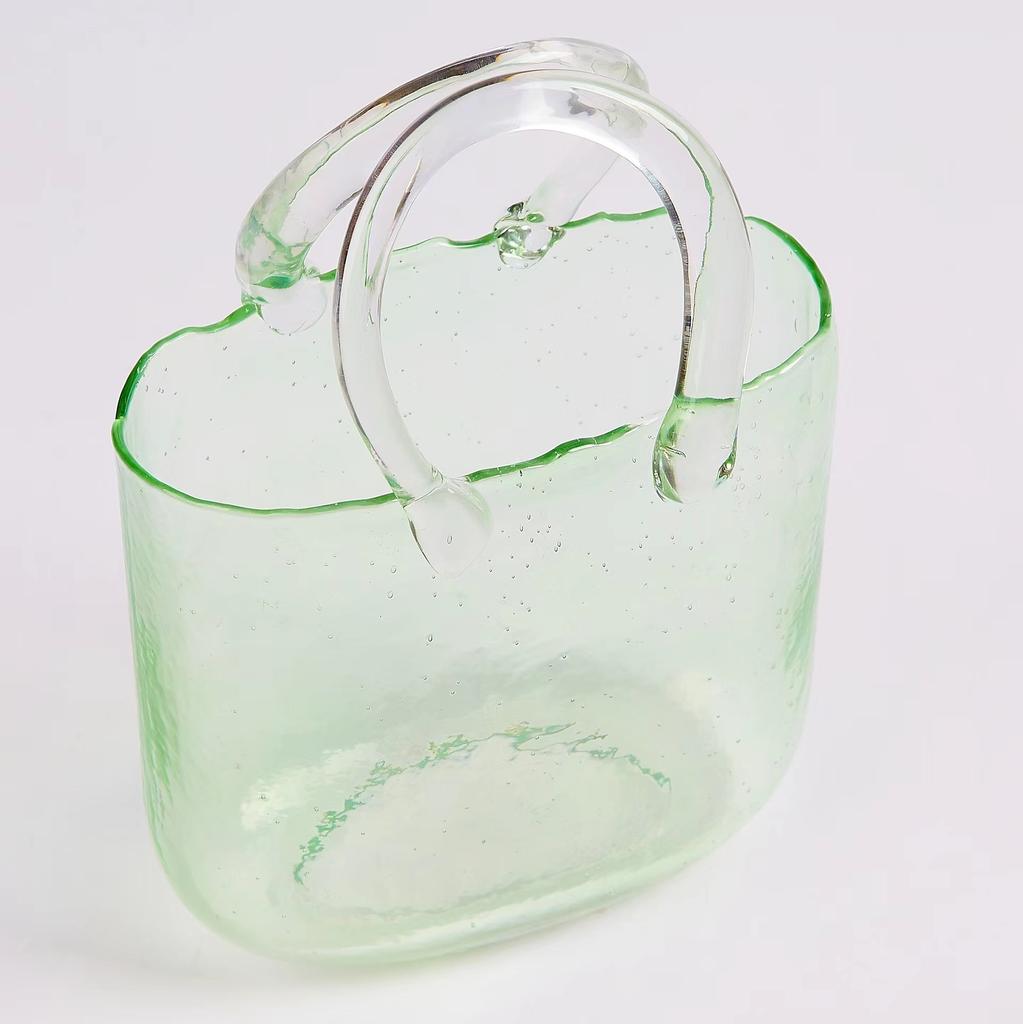 Elegant Geometric Handbag Vase Chic Oblong Glass Decor for Hydroponic & Traditional Arrangements