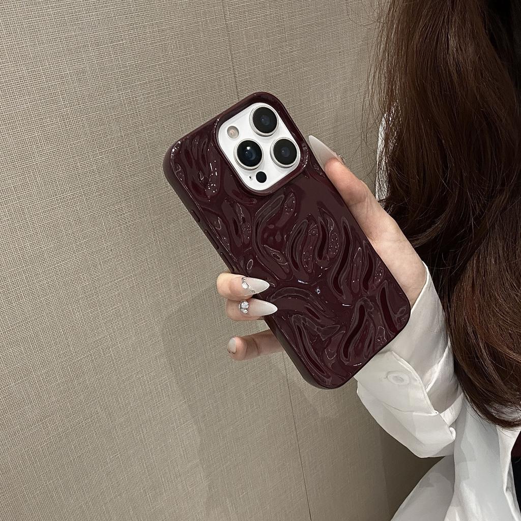 Three-dimensional Meteorite Pattern Solid Color Suitable for Apple 16promax Mobile Phone Case 15 All-inclusive 14 Soft 13 Simple 1211 Tide Xs