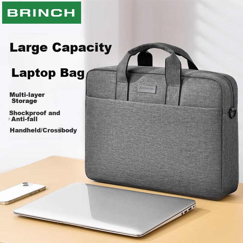 BRINCH Laptop Bag, Shoulder And Handheld Bag, 14/15 Inch, Business Large Capacity, Water-Resistant Office Briefcase