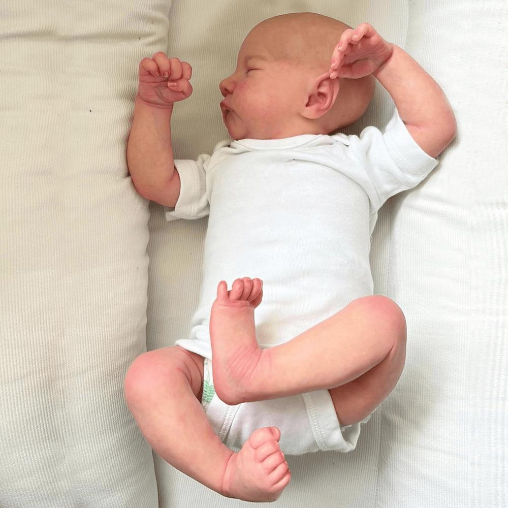 

BZDOLL 48CM 19 Inch Soft vinyl Reborn Levi Asleep Baby Doll Toy For Girl Cloth Body Kid Dress Up Bebe 3D Skin with Visible Veins cloth body doll