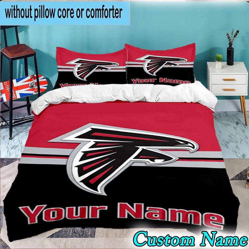 Custom Name 3PCS Atlanta Logo Bedding Set,Including  Duvet Cover And 2pcs Pillowcases Perfect for Bedroom,Dormitory,Fan Christmas gift