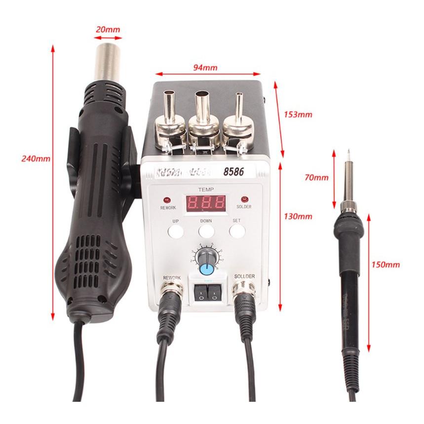 220V 2 in 1 Rework Soldering Station Digital Display SMD Hot Air Gun Solder Iron Portable Welding Desoldering Repair Tools