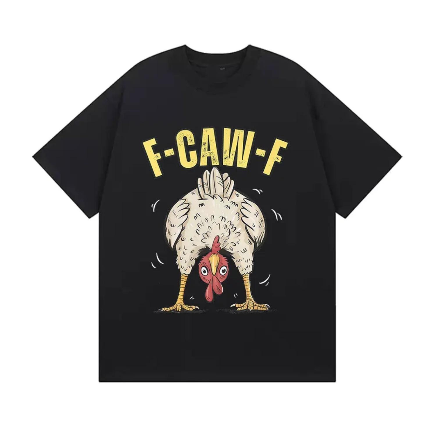 

Funny Chicken F-Caw-F Meme Graphic T Shirt Vintage O-Neck Cotton Short Sleeve T-shirt Casual Clothing Fashion T-shirt S чёрный