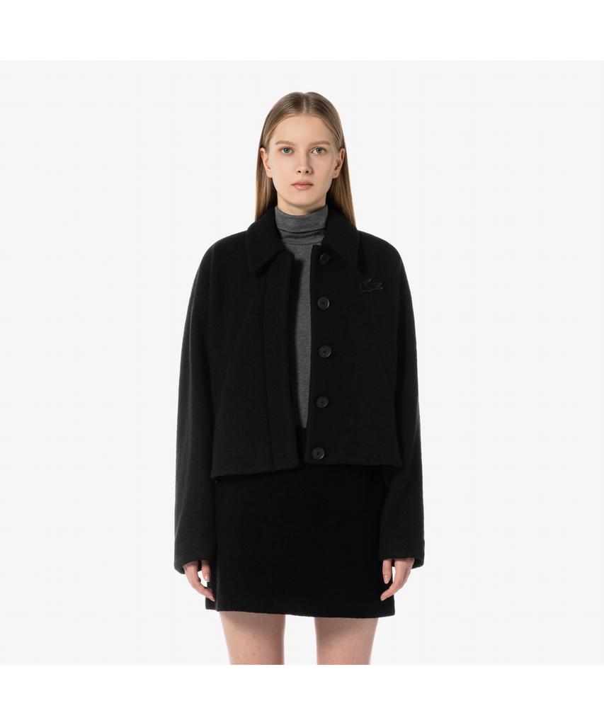 Lacoste Women'S Wool Collared Crop Jacket Bf8021-54N 031