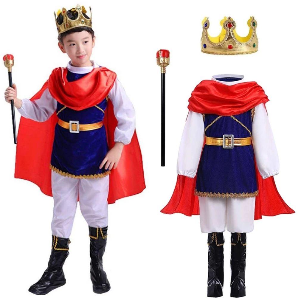 Role Playing Prince Cosplay Dress Suit King Prince Kid Crown Cane Party Costume  Children