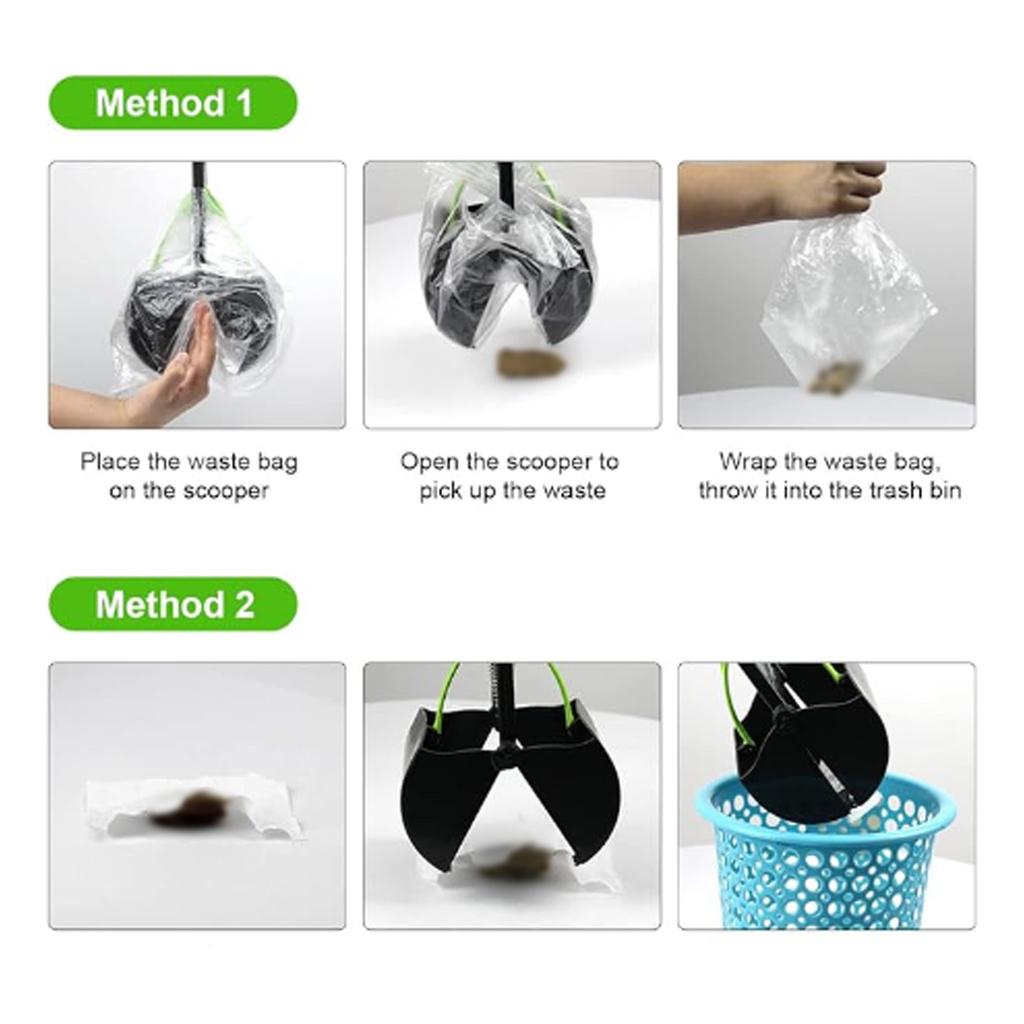 Ramasse crottes pliable pour chien, polyvalent, grande capacité, manche long, ramasse crottes pour animaux de compagnie pour chiens de grande, moyenne et petite taille