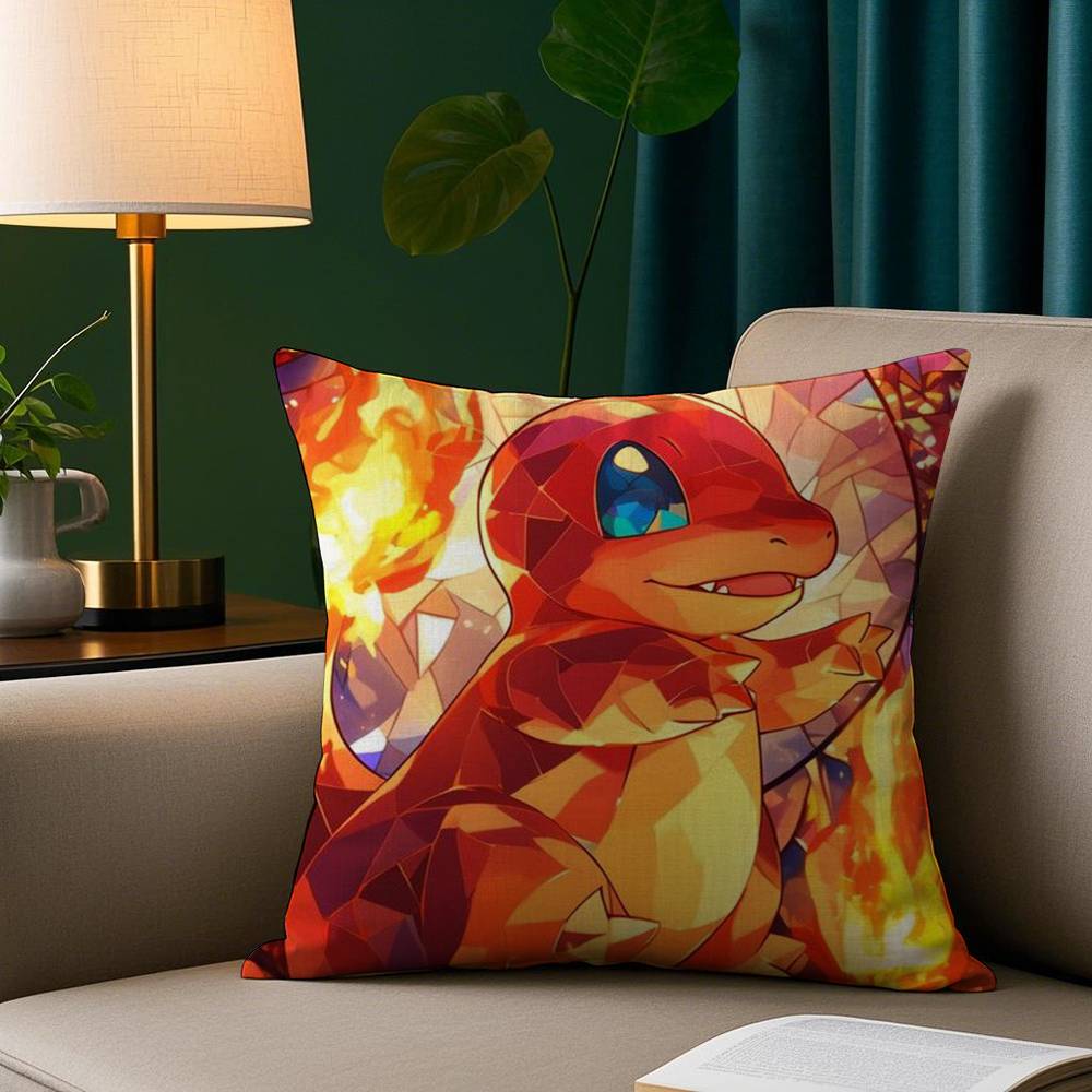 Cute C-Charmander Pillow Case Plush Fabric Soft Pillowcase Double Sided Print Sofa Cushion Pokemon Cover Throw