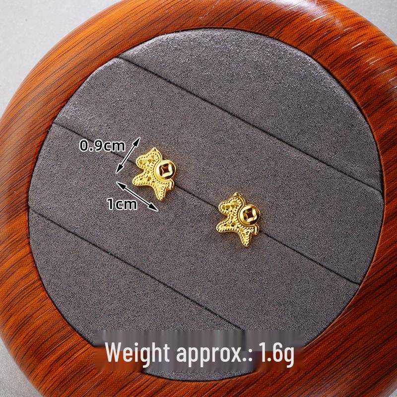 Brincos de Imitação de Ouro Areia de Alta Qualidade: Design de Borla Duradouro para Mulheres, Acessórios de Cobre Transfronteiriços