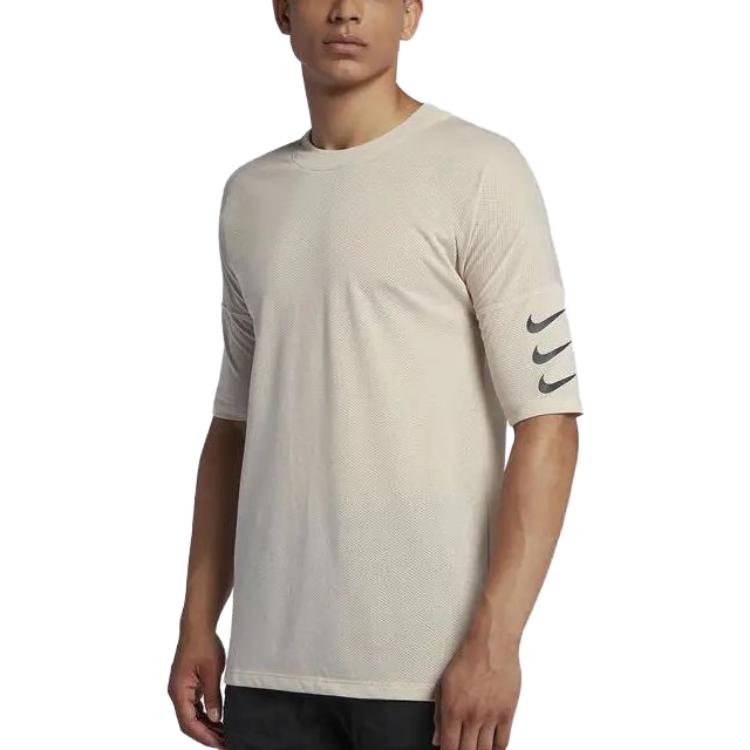 Nike T Shirts Men's Ecru Crew Neck Moderate Straight Fit 928542-008