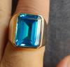 Mens Ring, London Blue Topaz Ring, 925 Solid Sterling Silver Ring, Rings for Men, Blue Topaz Quartz Ring, Signet Ring