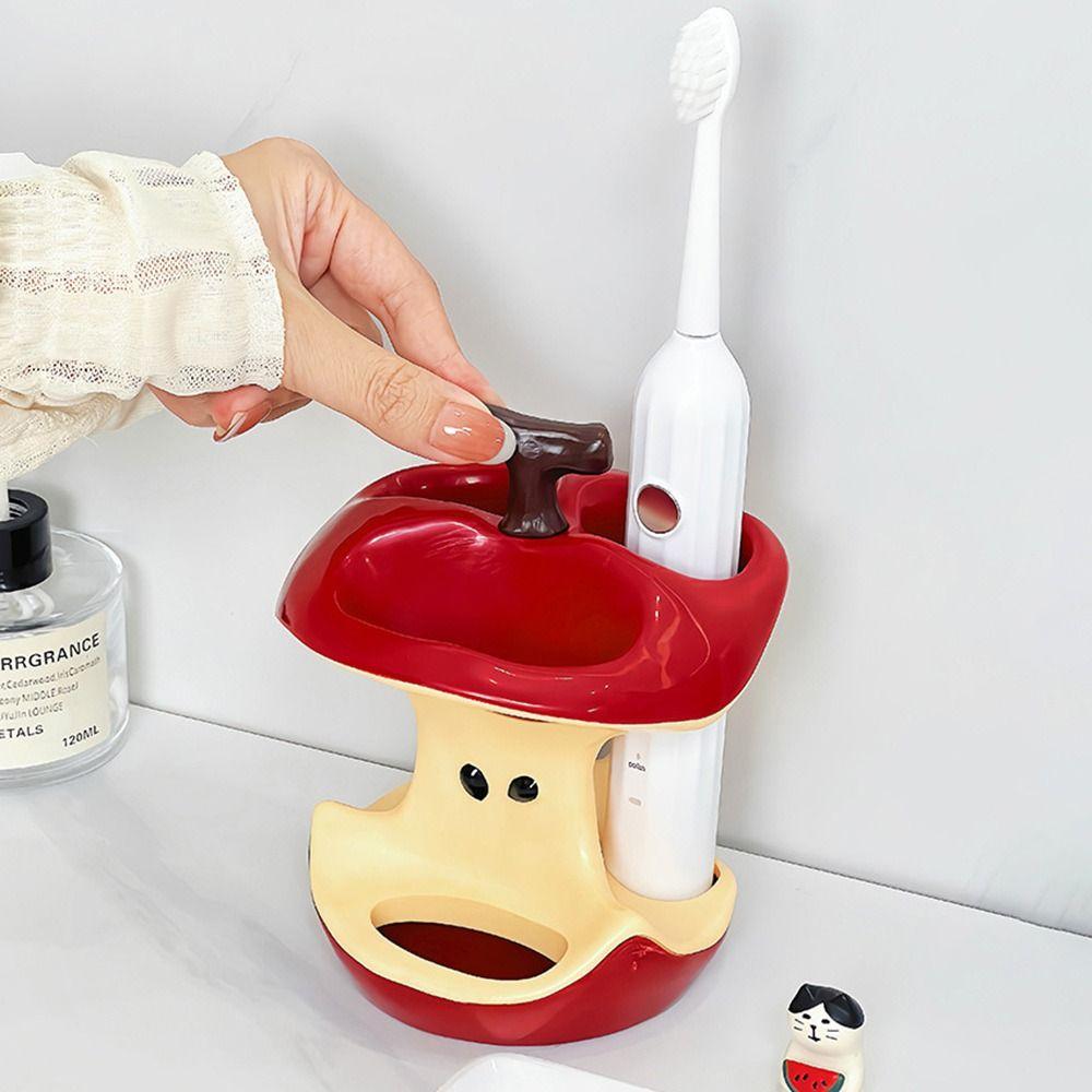 Plastic Electric Toothbrush Holder Apple Makeup Brush Storage Rack Bathroom Accessories