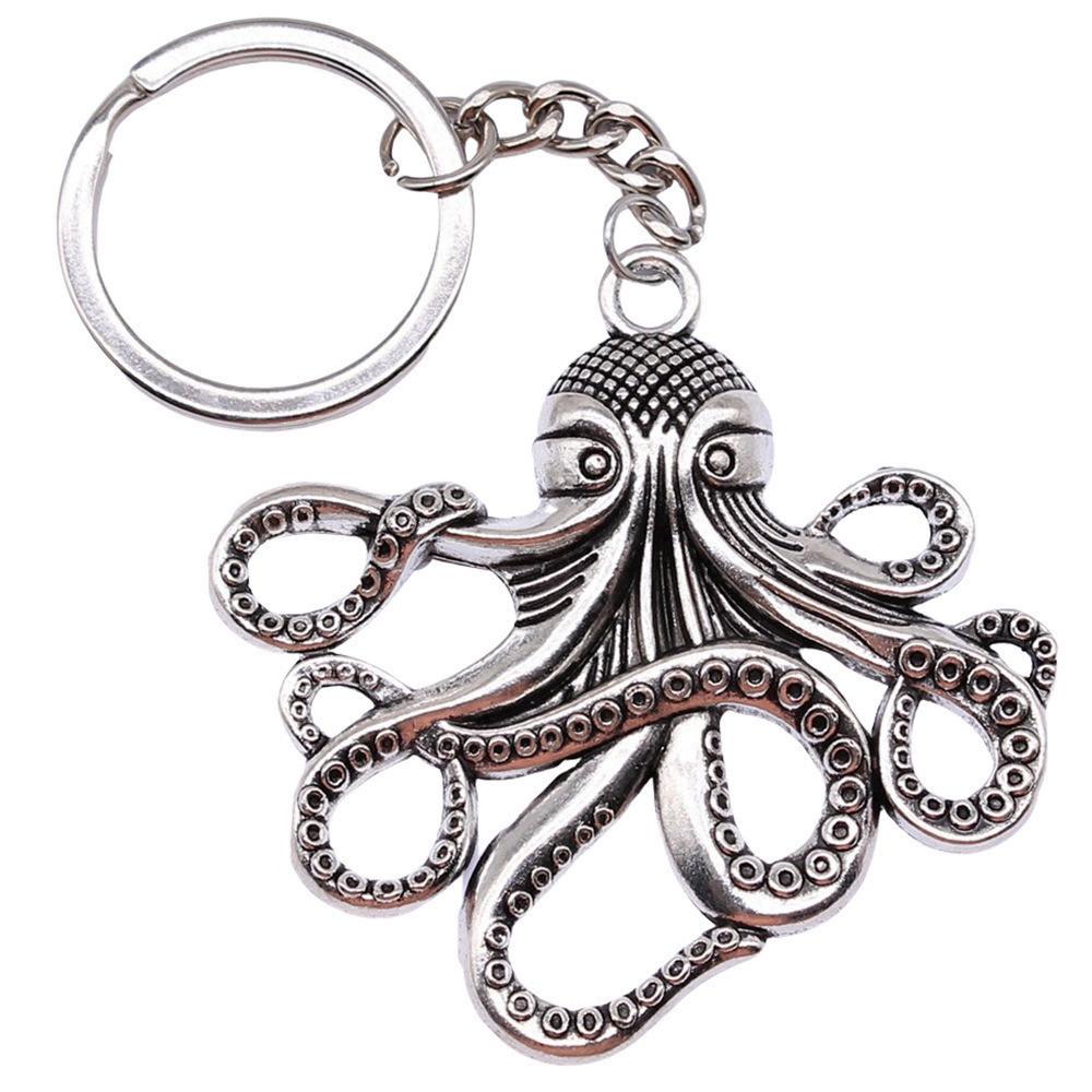 Skeleton Mermaid Charm Keychain Gothic Halloween Key Ring 28mm Ring